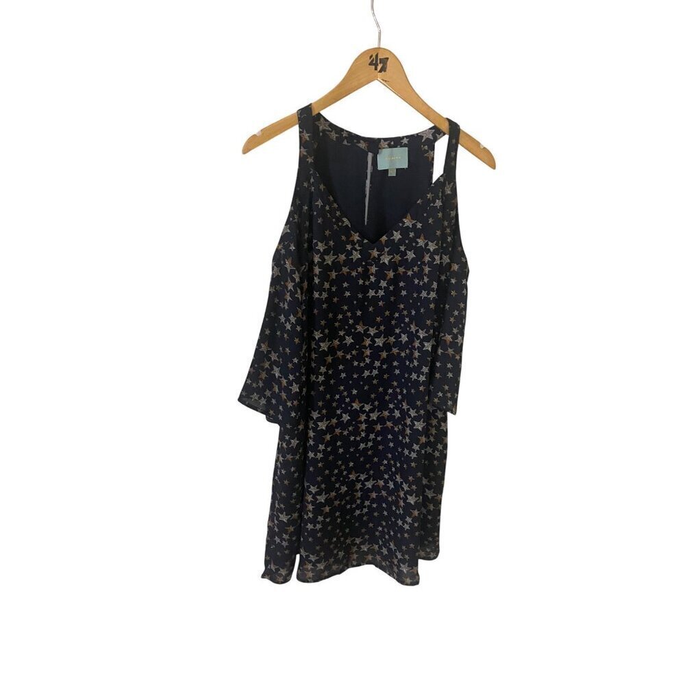 Skies Are Blue Women's Star Print Cold Shoulder Cocktail Dress - Large